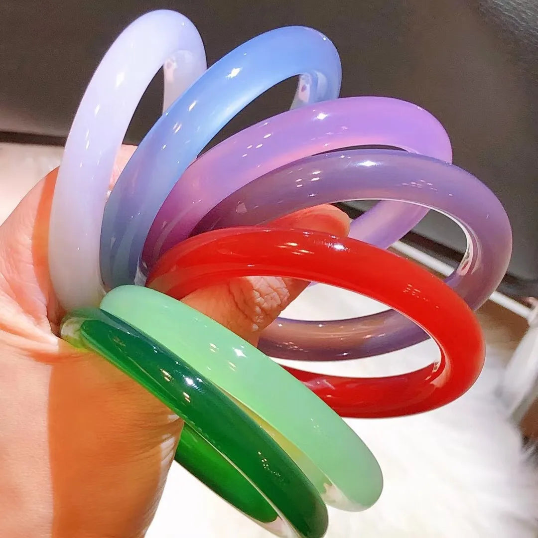 Latest Hot Style Natural Chalcedony Agate Bracelet Real Jade Bangle Boutique Multicolor Jewelry Send Certificat Fine Jewellry