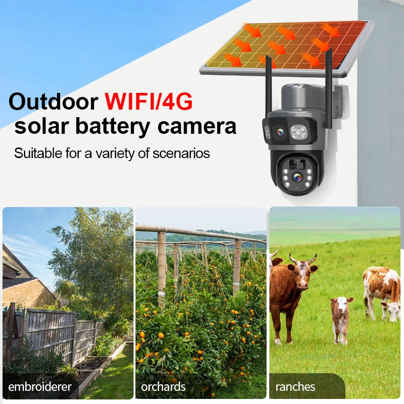 Wistino Eseecloud 8MP Dual Lens Solar Camera Two Way Voice Color Night Vision Human Detection 4G Solar CCTV