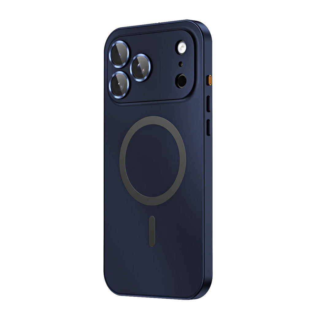 Aluminum Alloy Magnetic Charging Phone Case Shockproof Metal Frame Lens Protection Phone Cover for iPhone 17 16 15 Pro Max