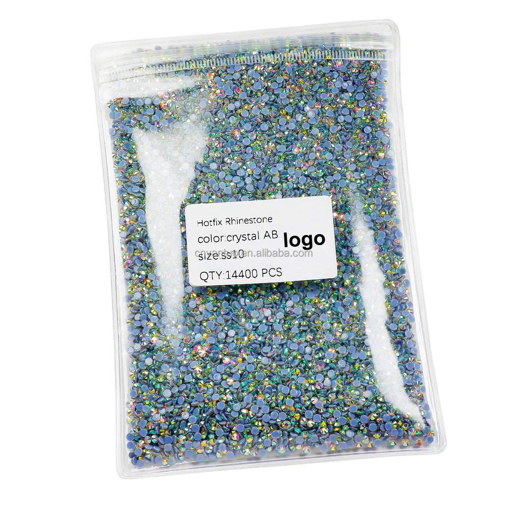 High Quality Wholesale SS6-SS40 Rhinestones Bulk Package for Shoes Crystal AB Flat Back Hot Fix Glass Eco-friendly 1 Bags