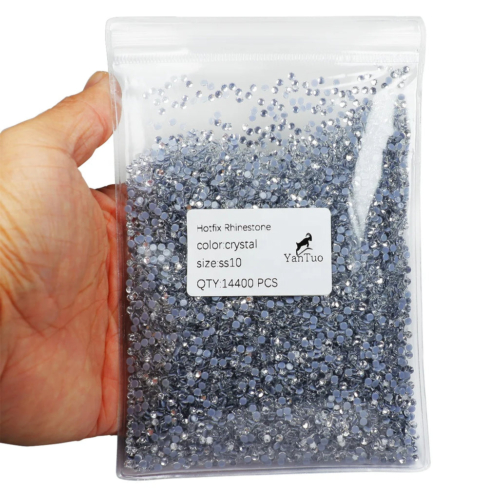 High Quality Wholesale SS6-SS40 Rhinestones Bulk Package for Shoes Crystal AB Flat Back Hot Fix Glass Eco-friendly 1 Bags