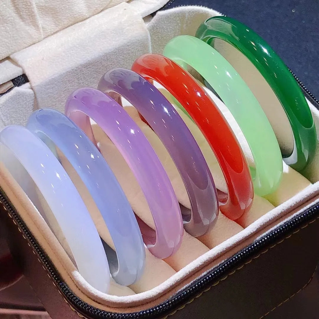 Latest Hot Style Natural Chalcedony Agate Bracelet Real Jade Bangle Boutique Multicolor Jewelry Send Certificat Fine Jewellry