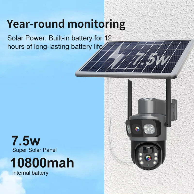 Wistino Eseecloud 8MP Dual Lens Solar Camera Two Way Voice Color Night Vision Human Detection 4G Solar CCTV