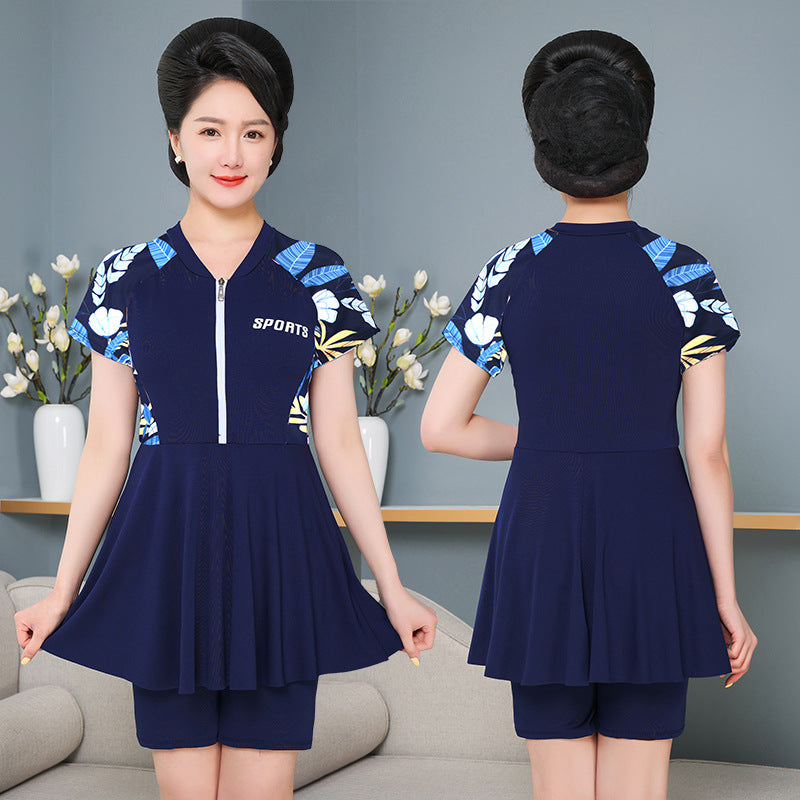 Fifth pants mother plus size swimsuit hot spring split fat mm200 kg belly covering slimming middle-aged and elderly swimming suit skirt
