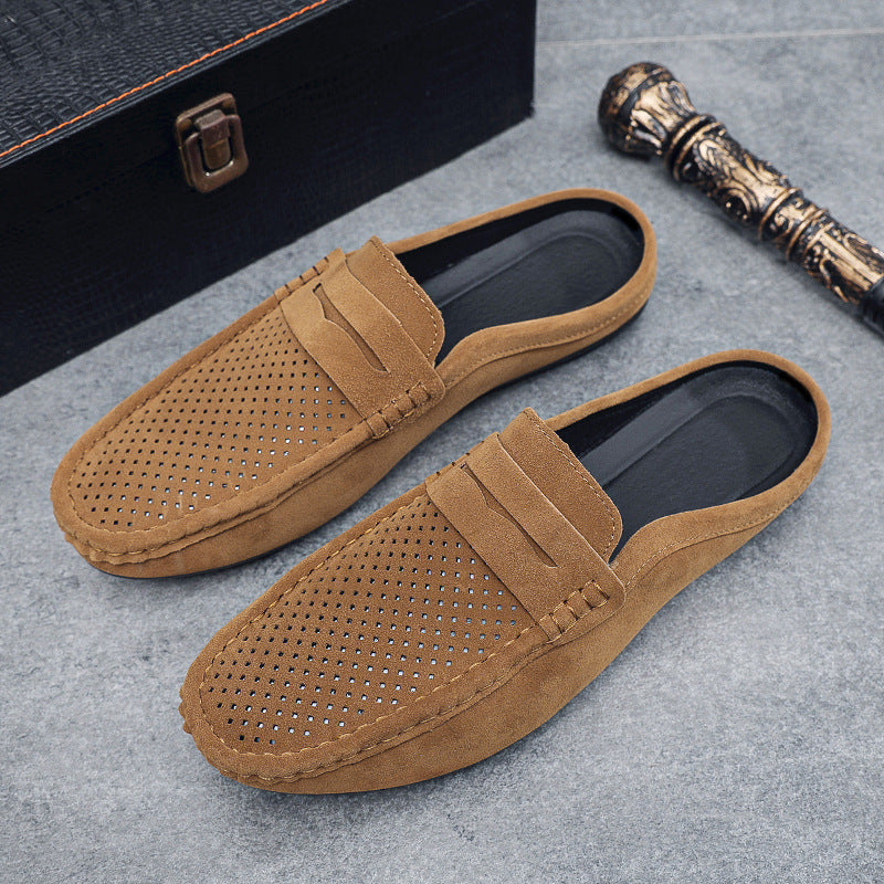 Men's Beanie Shoes, Half-Cup Breathable Toe-Toe Slip-Ons, Slip-On Half-Slippers, Men's Heelless Loafers for Men