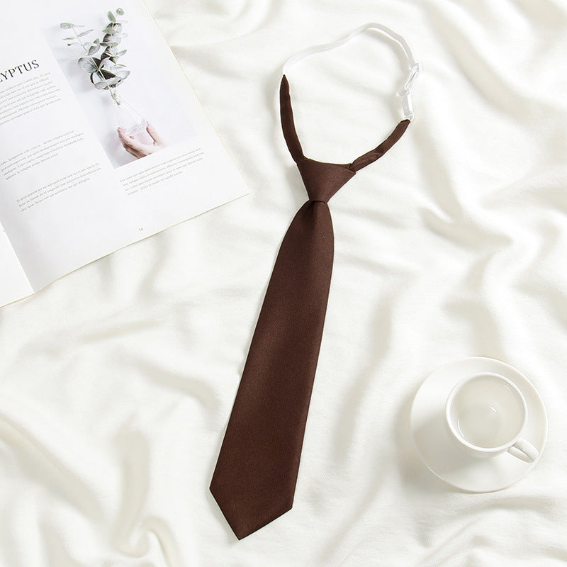 Japanese JK Academic Style Brown Retro Tie Female Lazy Wine-Free Red Shirt Accessories All-Match Black Stripe