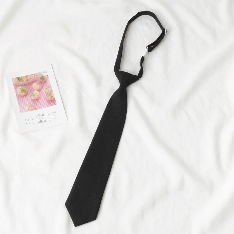 Japanese JK Academic Style Brown Retro Tie Female Lazy Wine-Free Red Shirt Accessories All-Match Black Stripe