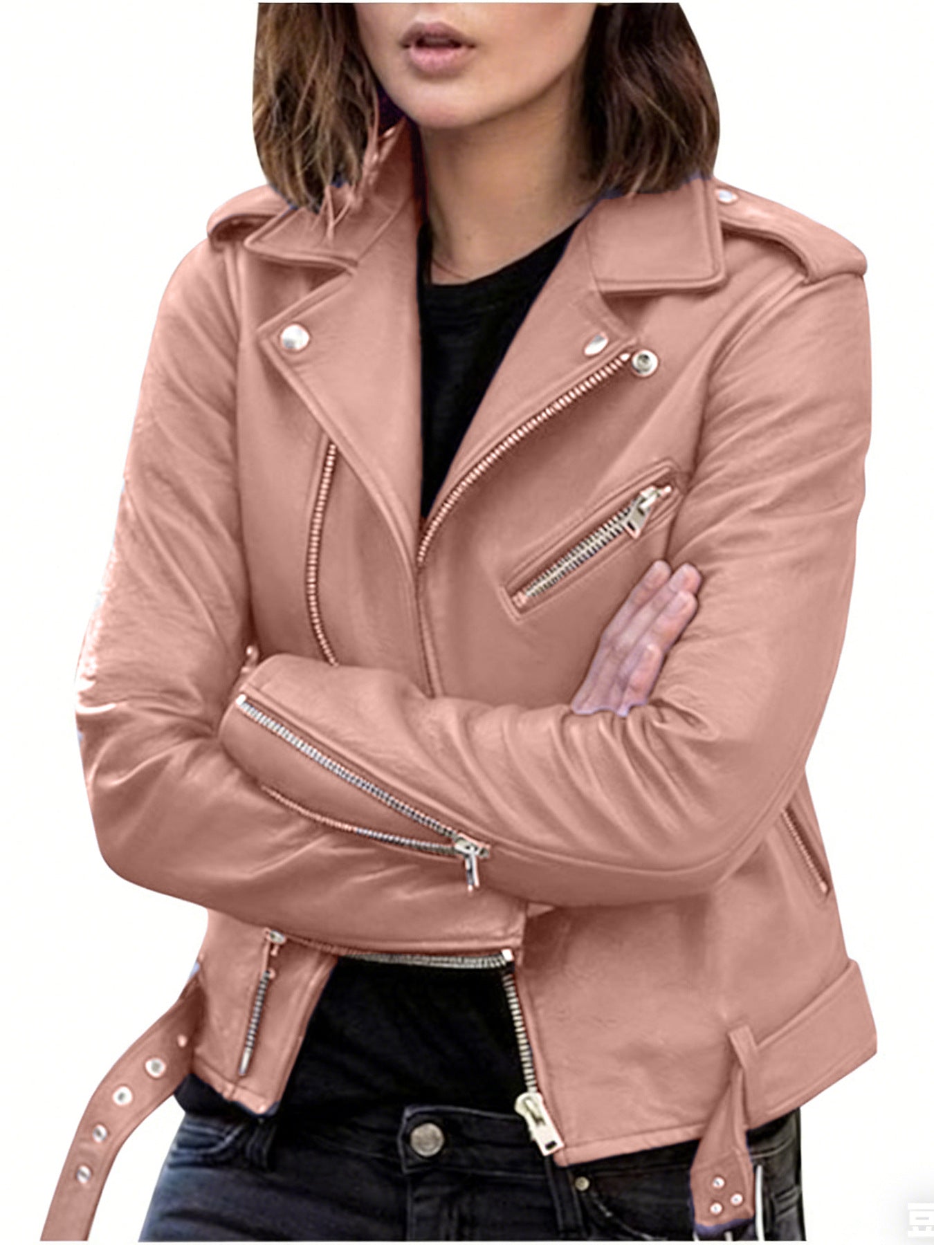 Women's Leather Jacket 2025 New Autumn Short Spring Korean Version Pu Motorcycle Jacket Slim Fit Winter Leather Jacket