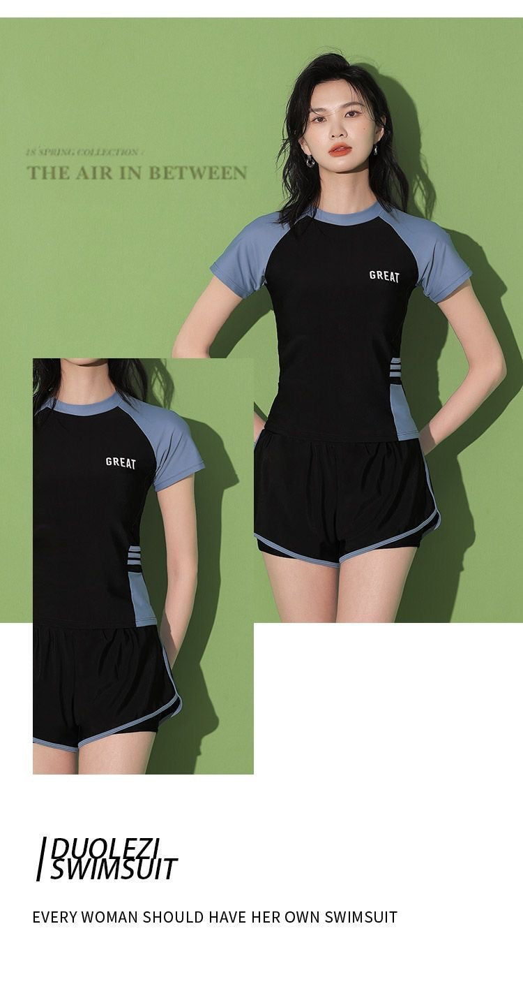 Women's Swimsuit Summer Split Casual Sports Super Fairy Ins Student Conservative Slimming Look Belly-Covering Swimming Pool Swimming Equipment