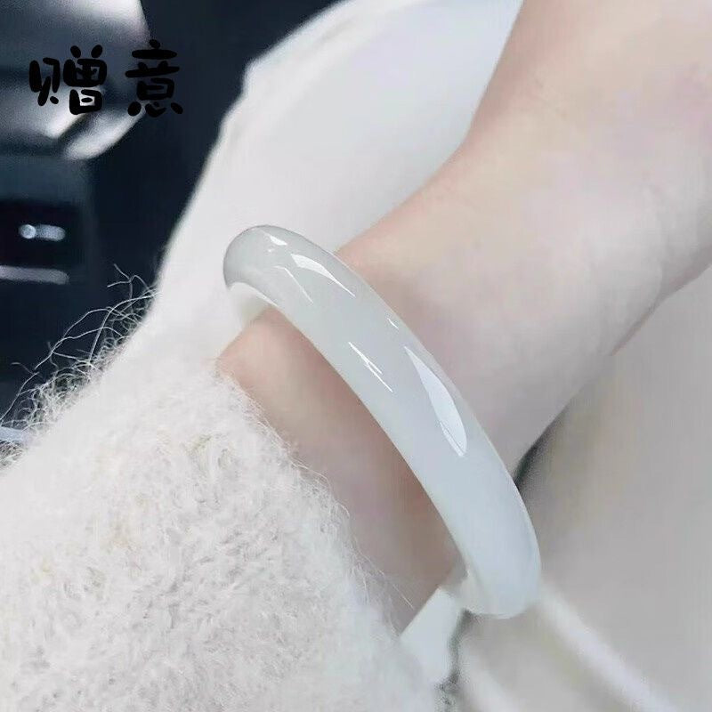 Imitation Chalcedony Bracelet Round Thick Jingle Bracelet New Chinese Style Cheongsam Accessories Guifei Bracelet Guofeng Bracelet Accessories Bracelet