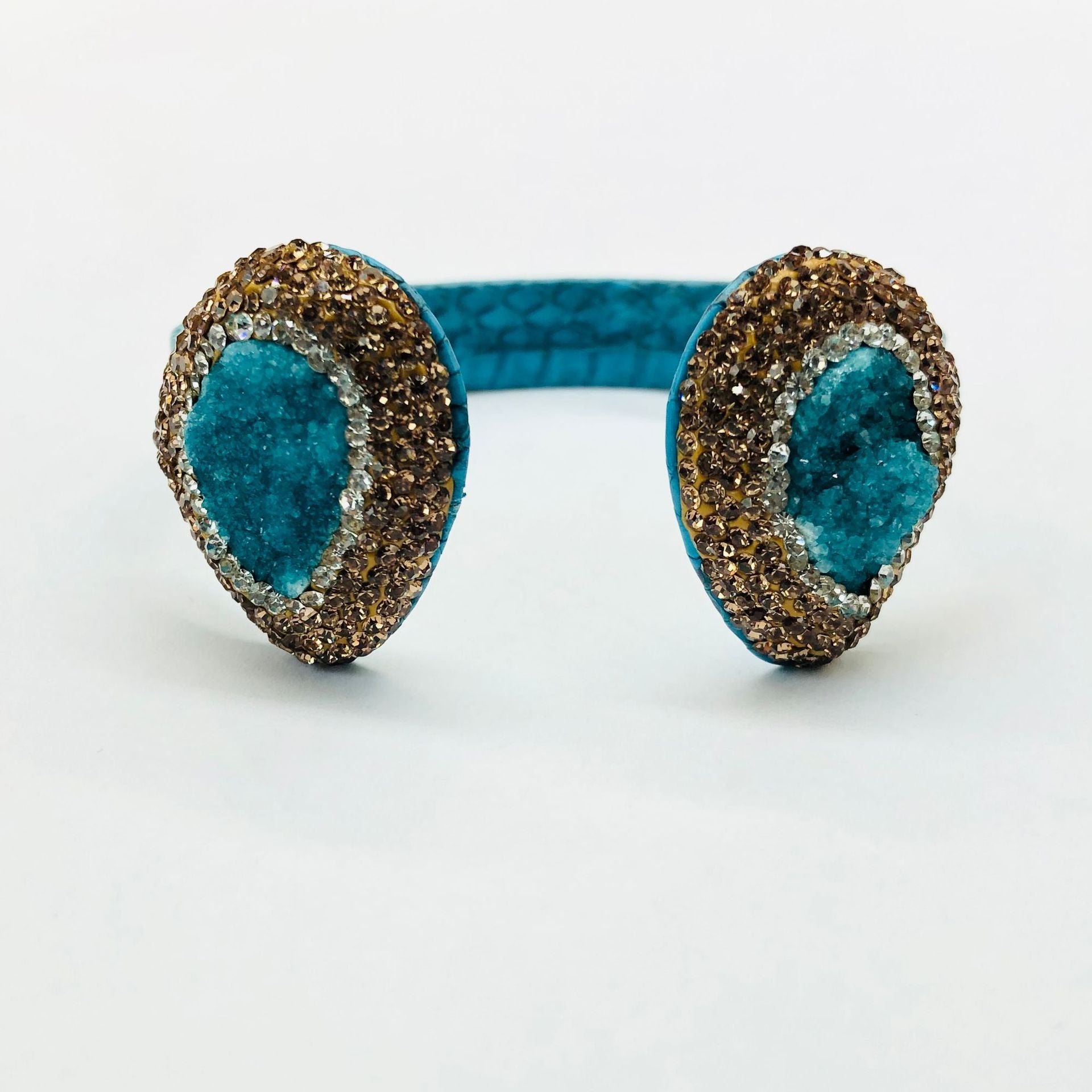 Blue Water Snakeskin Open Bracelet Ring Pendant Necklace Women's suit Handmade Diamond Bud Niche Design