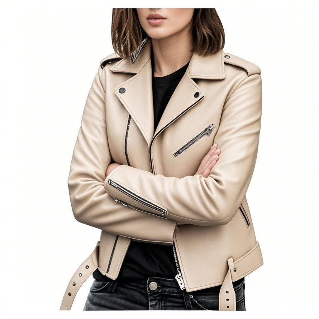 Women's Leather Jacket 2025 New Autumn Short Spring Korean Version Pu Motorcycle Jacket Slim Fit Winter Leather Jacket