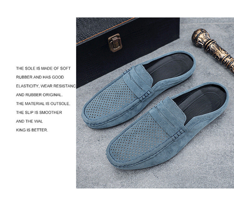 Men's Beanie Shoes, Half-Cup Breathable Toe-Toe Slip-Ons, Slip-On Half-Slippers, Men's Heelless Loafers for Men