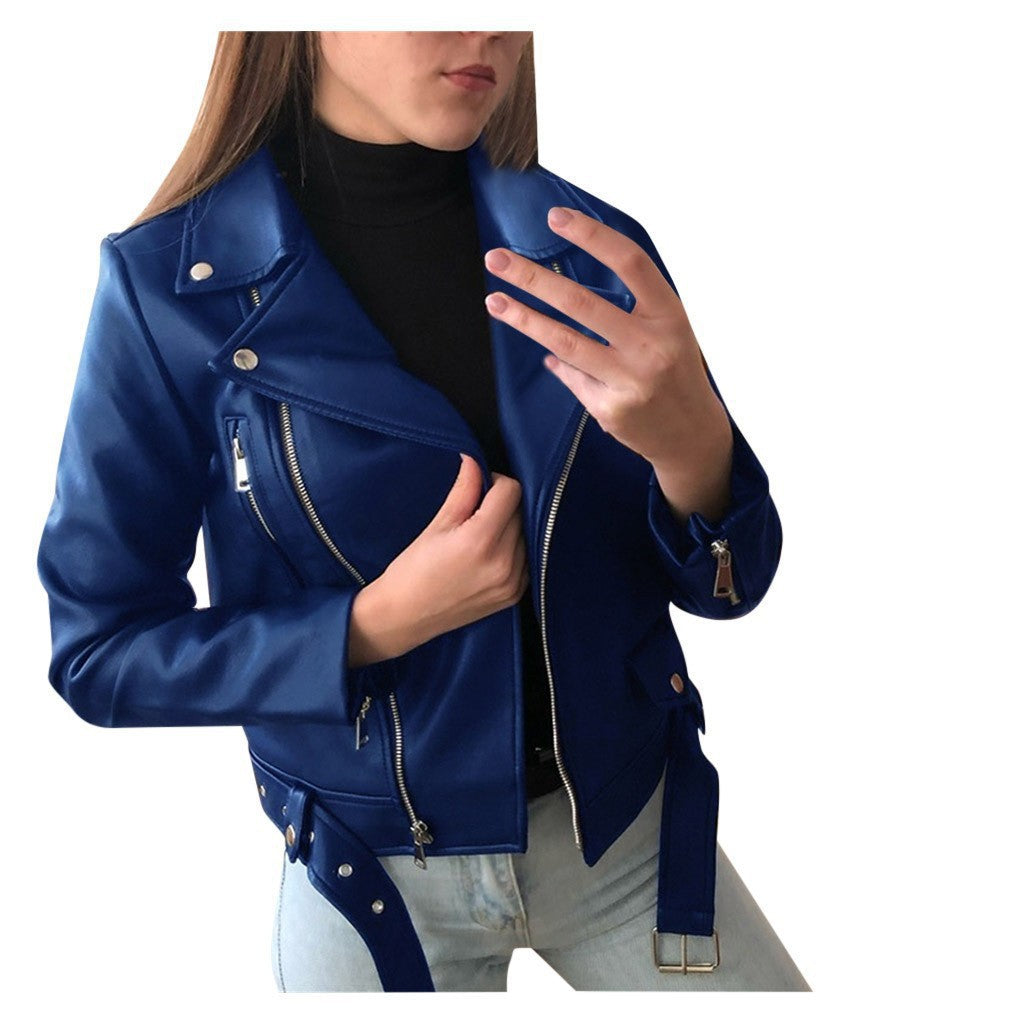 Women's Leather Jacket 2025 New Autumn Short Spring Korean Version Pu Motorcycle Jacket Slim Fit Winter Leather Jacket