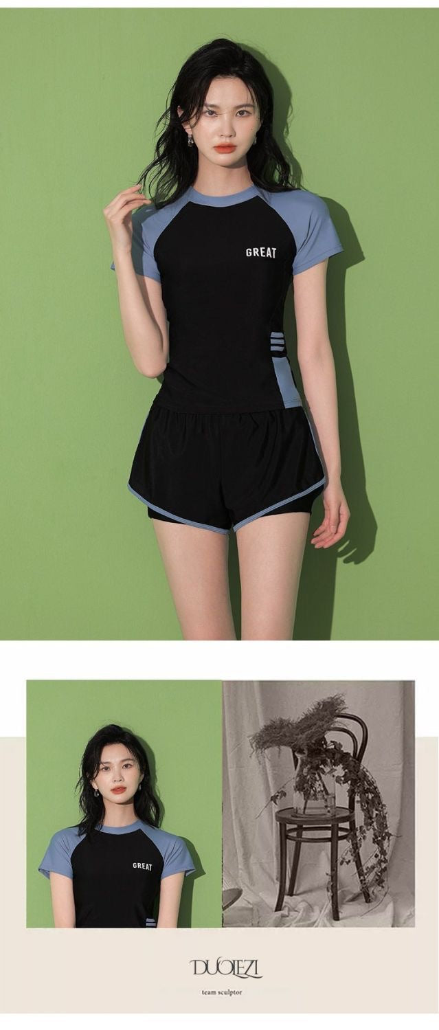 Women's Swimsuit Summer Split Casual Sports Super Fairy Ins Student Conservative Slimming Look Belly-Covering Swimming Pool Swimming Equipment