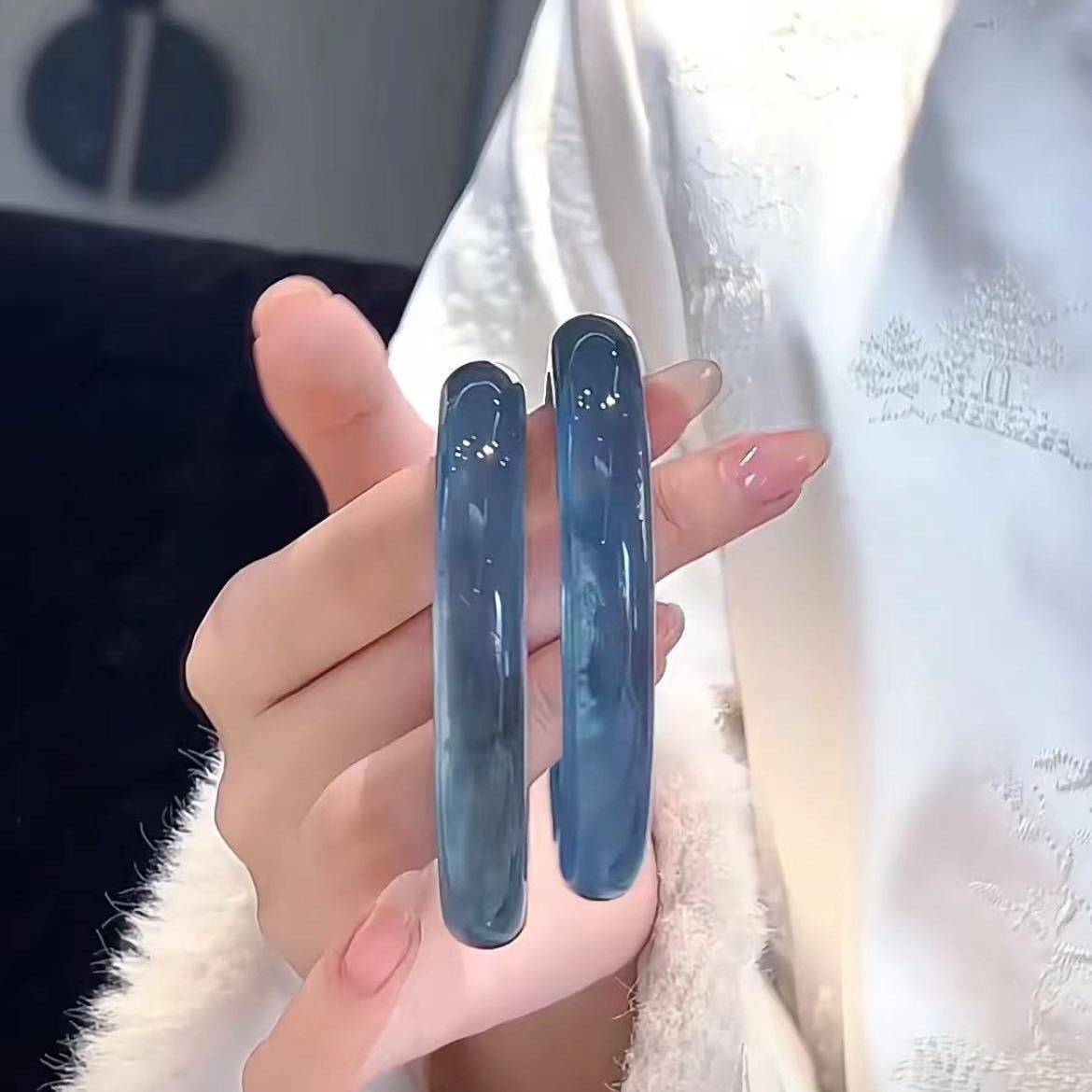 Imitation Chalcedony Bracelet Round Thick Jingle Bracelet New Chinese Style Cheongsam Accessories Guifei Bracelet Guofeng Bracelet Accessories Bracelet