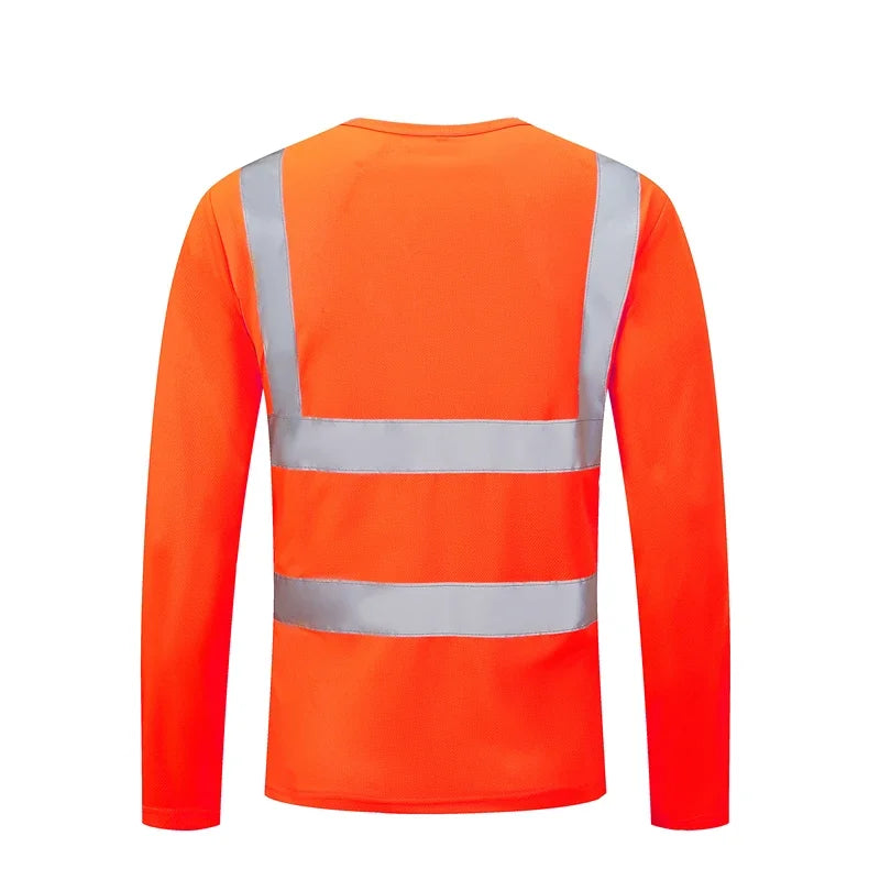 Wholesale Reflective Strip T-Shirt for Men, Long-Sleeved, Round Neck, Cross-Border, Plus Size, Sports Style, Large Size Round Neck T-Shirt