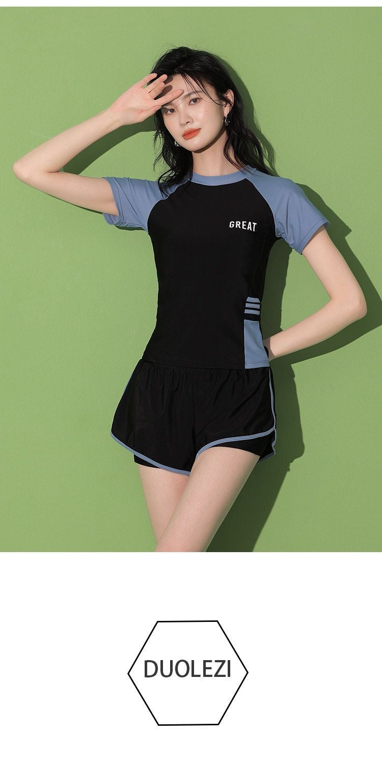 Women's Swimsuit Summer Split Casual Sports Super Fairy Ins Student Conservative Slimming Look Belly-Covering Swimming Pool Swimming Equipment