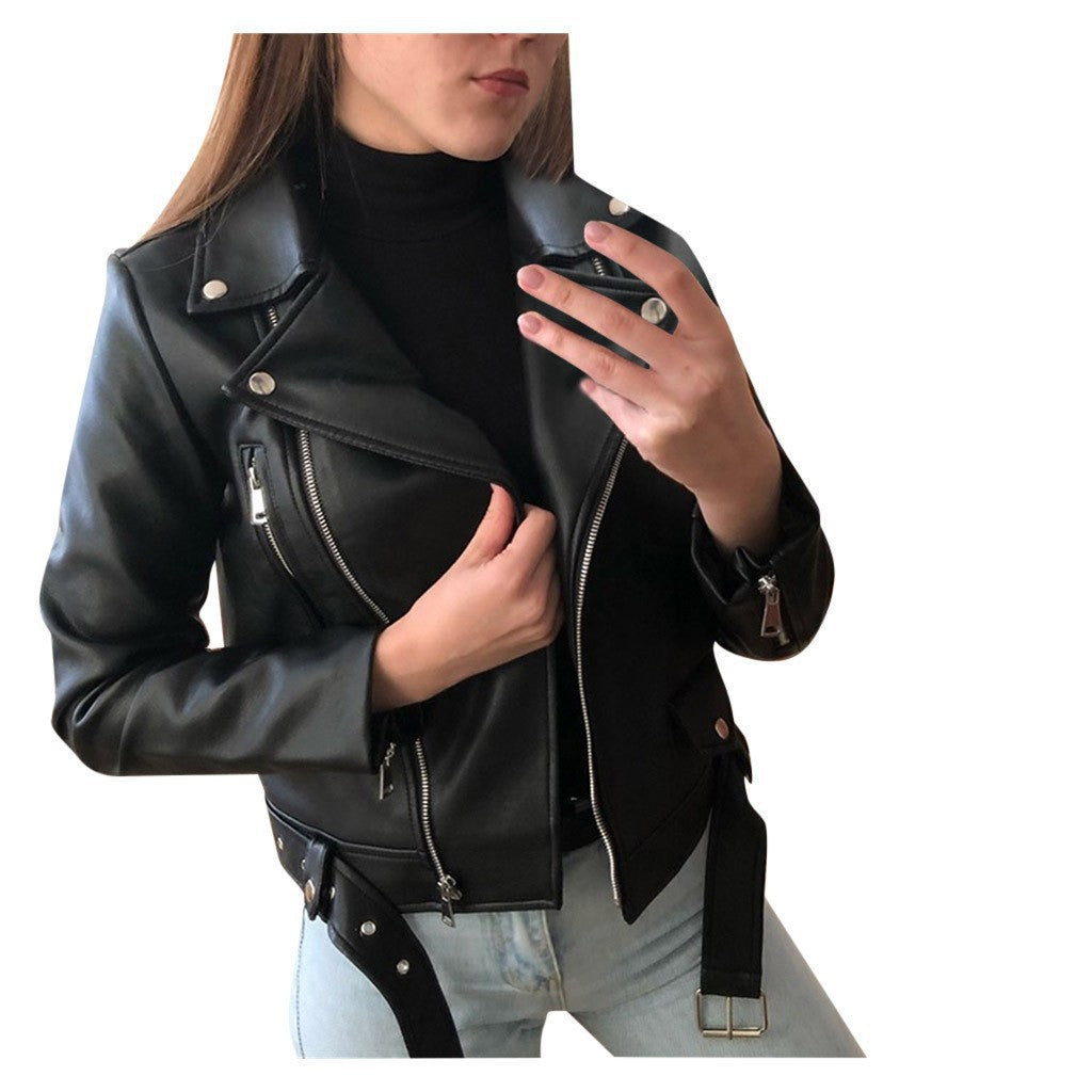 Women's Leather Jacket 2025 New Autumn Short Spring Korean Version Pu Motorcycle Jacket Slim Fit Winter Leather Jacket