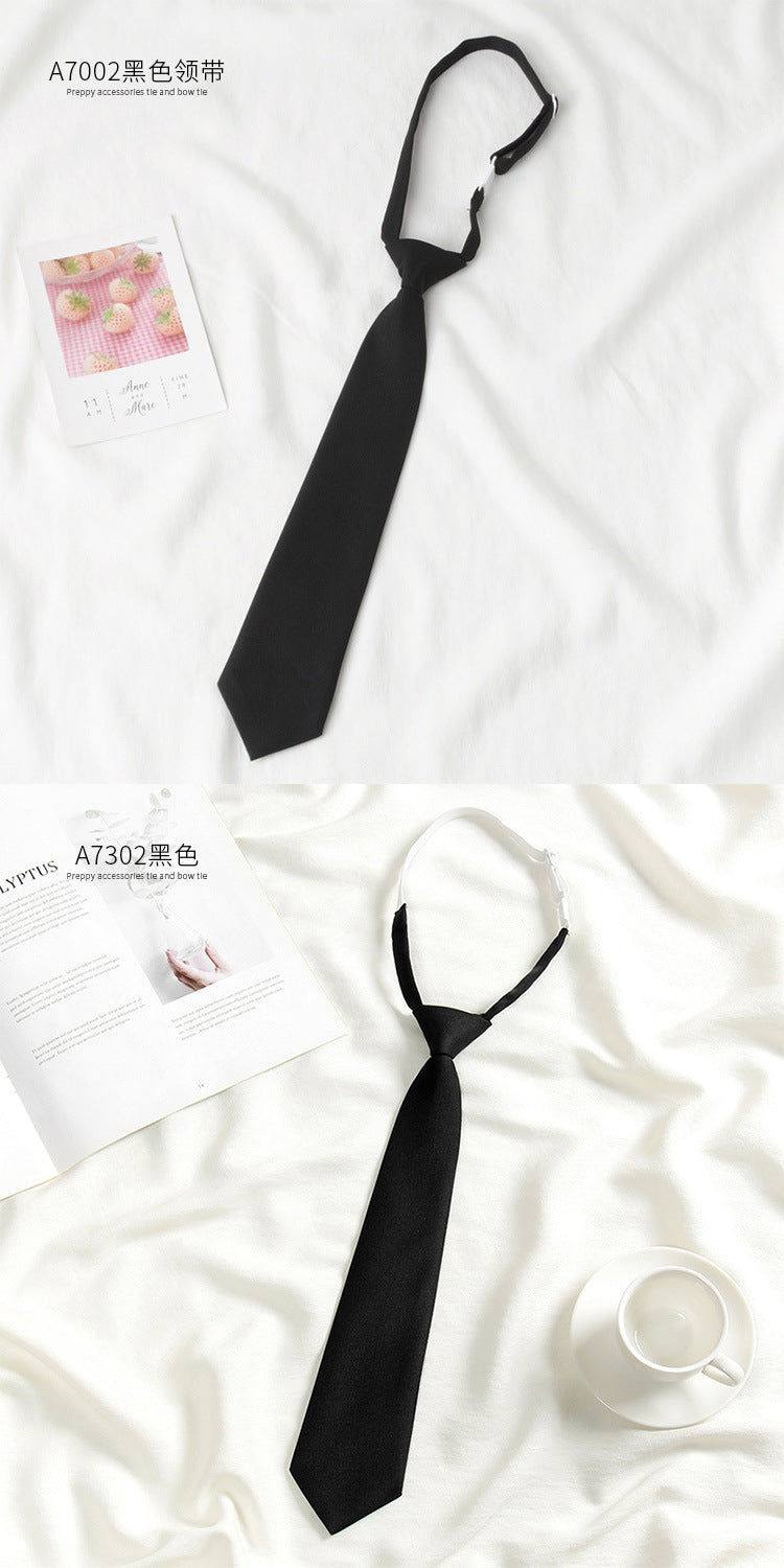 Japanese JK Academic Style Brown Retro Tie Female Lazy Wine-Free Red Shirt Accessories All-Match Black Stripe