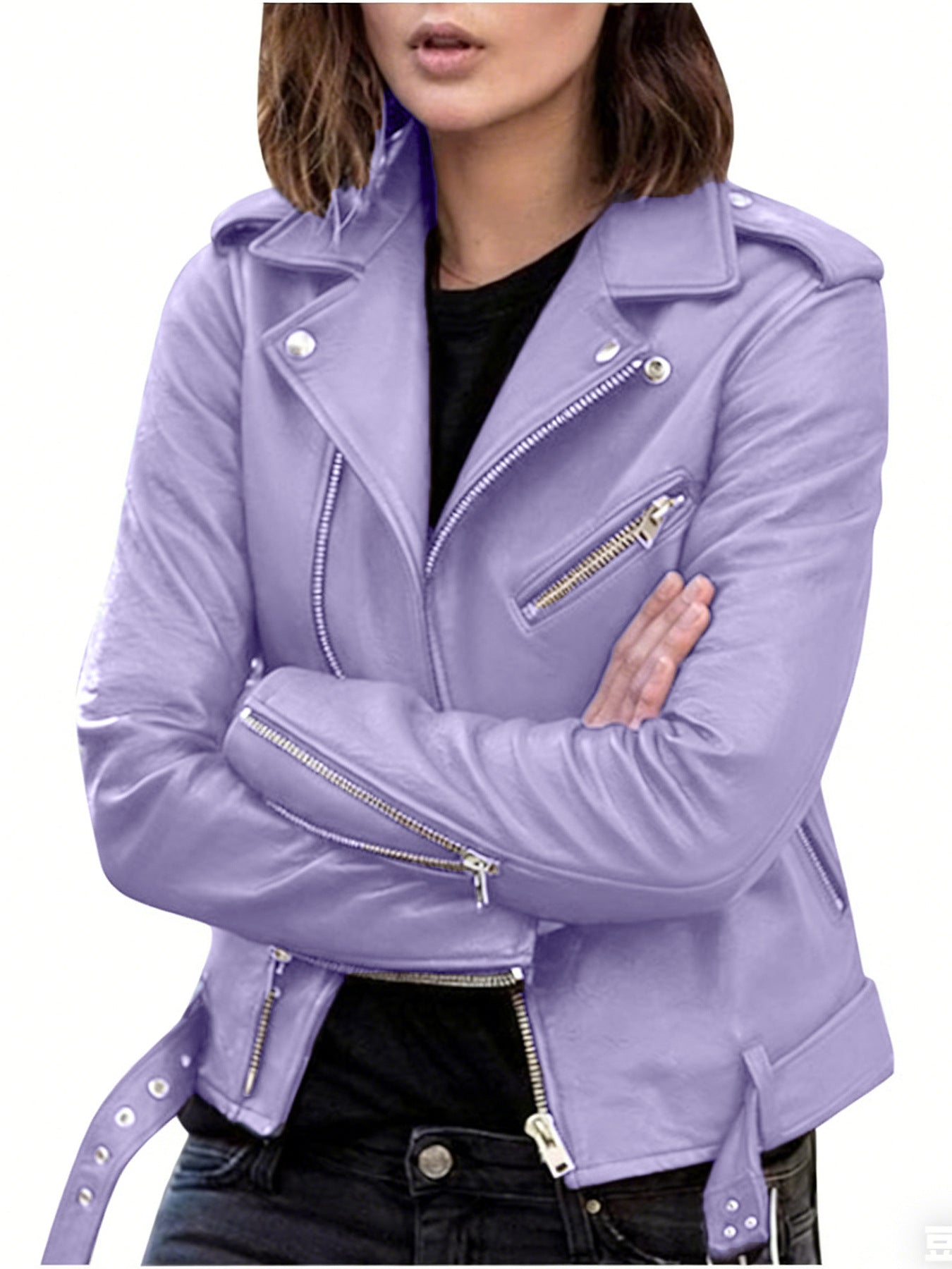 Women's Leather Jacket 2025 New Autumn Short Spring Korean Version Pu Motorcycle Jacket Slim Fit Winter Leather Jacket
