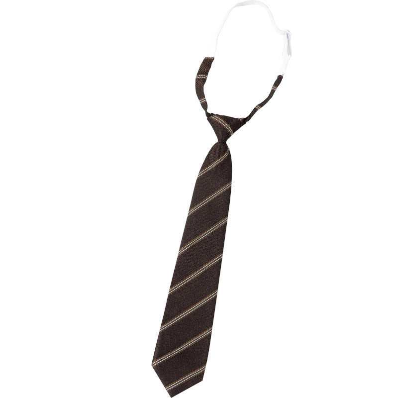 Japanese JK Academic Style Brown Retro Tie Female Lazy Wine-Free Red Shirt Accessories All-Match Black Stripe