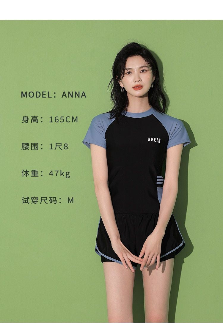Women's Swimsuit Summer Split Casual Sports Super Fairy Ins Student Conservative Slimming Look Belly-Covering Swimming Pool Swimming Equipment