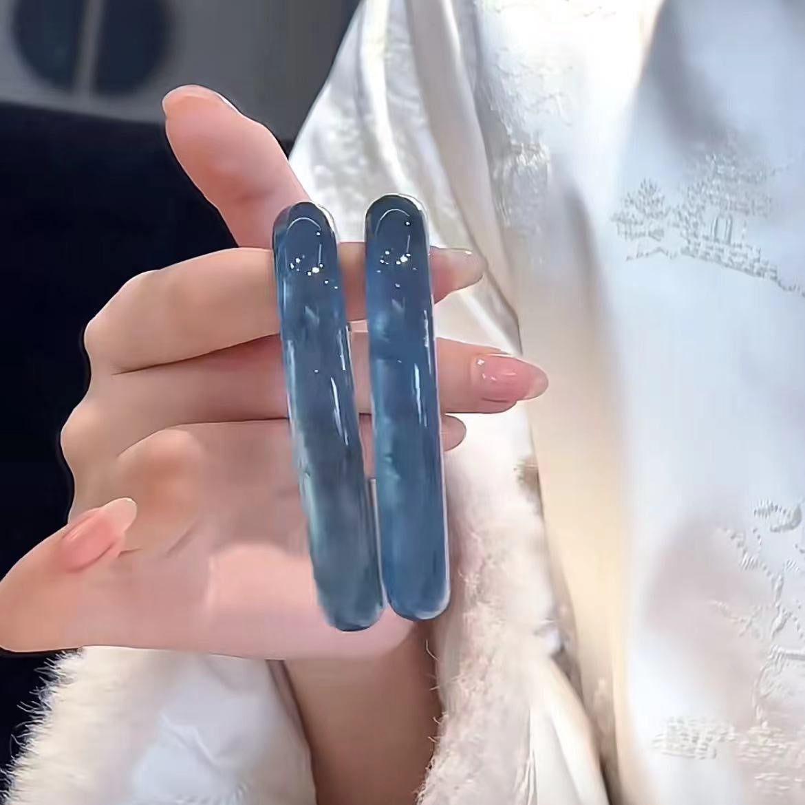 Imitation Chalcedony Bracelet Round Thick Jingle Bracelet New Chinese Style Cheongsam Accessories Guifei Bracelet Guofeng Bracelet Accessories Bracelet