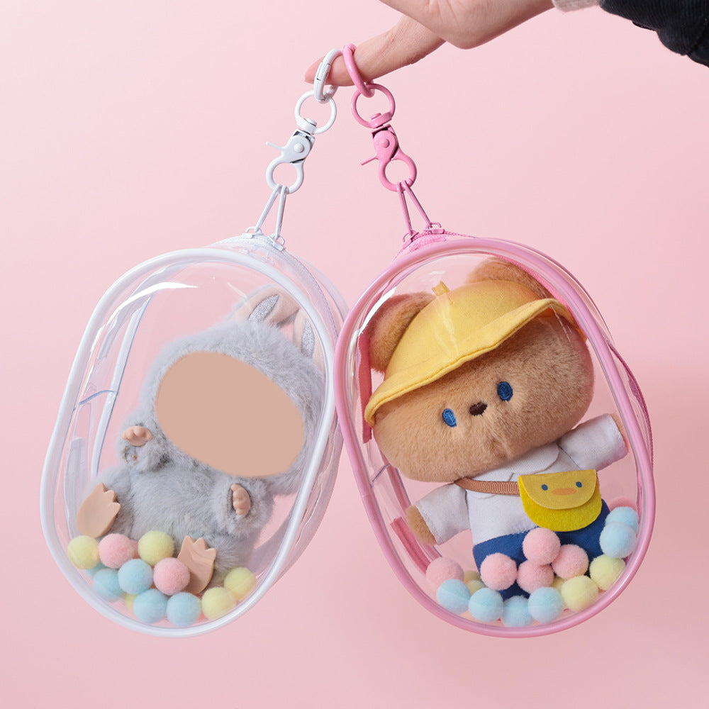 15cm Baby Bag Cotton Doll Pain Bag Trendyy Hand-Made Doll Outing Bag Double Zipper Thickeneded Transparent Baby Walking Bag