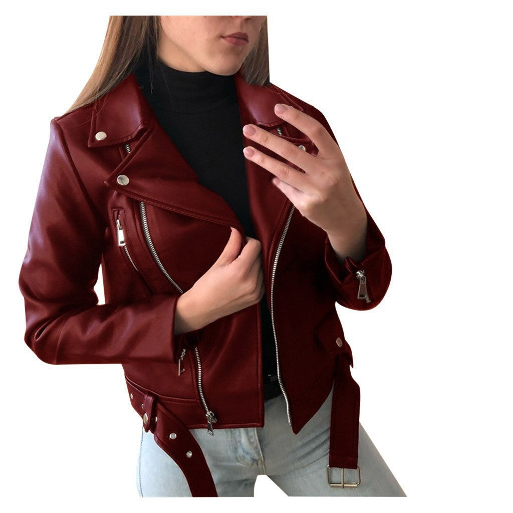 Women's Leather Jacket 2025 New Autumn Short Spring Korean Version Pu Motorcycle Jacket Slim Fit Winter Leather Jacket