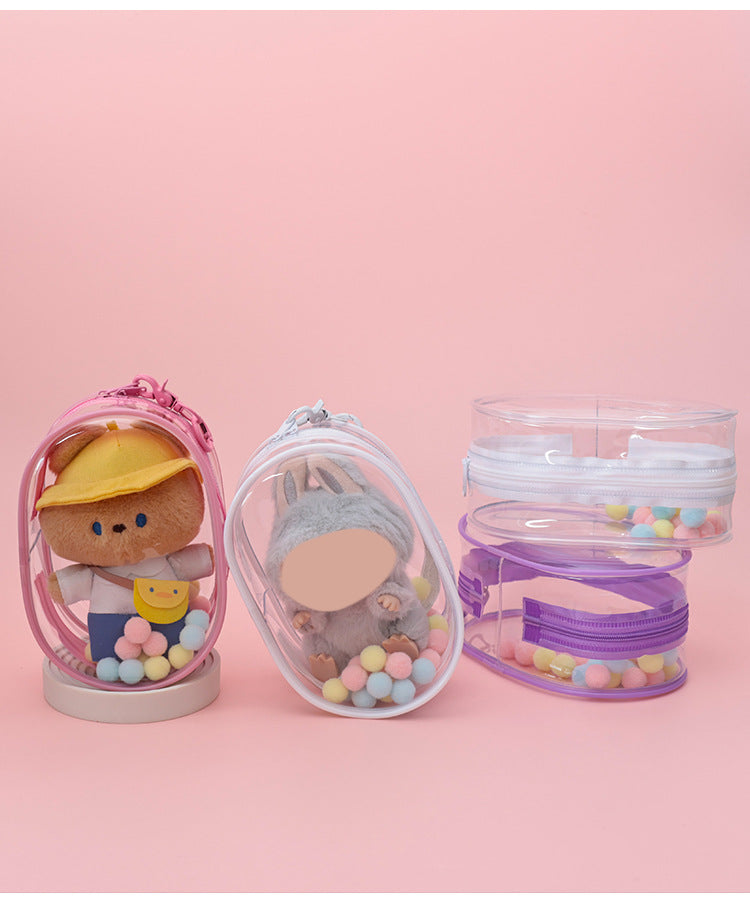 15cm Baby Bag Cotton Doll Pain Bag Trendyy Hand-Made Doll Outing Bag Double Zipper Thickeneded Transparent Baby Walking Bag