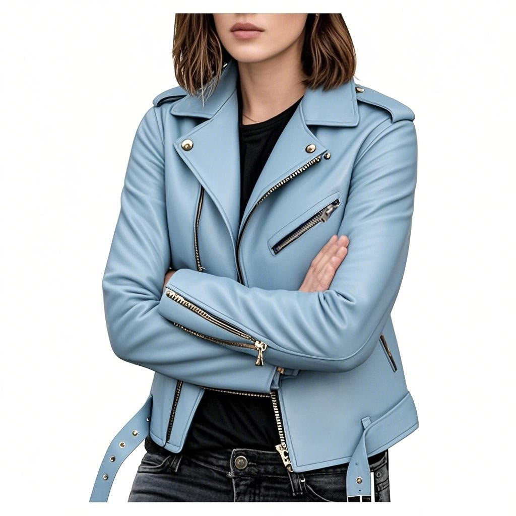 Women's Leather Jacket 2025 New Autumn Short Spring Korean Version Pu Motorcycle Jacket Slim Fit Winter Leather Jacket