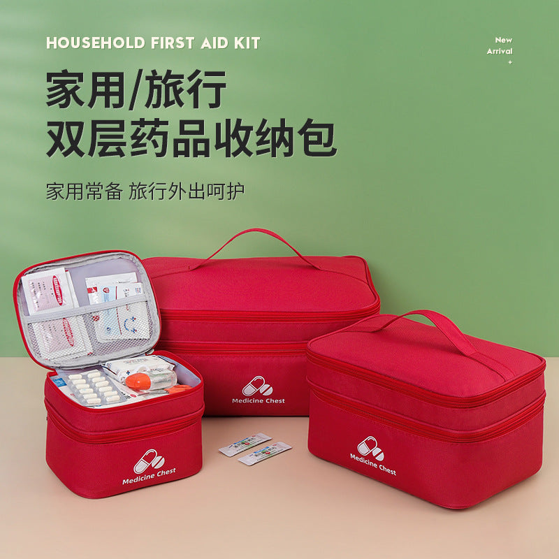 Outdoor First Aid Kit Large Capacity Household Medicine Box Double Layer Classification Storage Medicine Sorting Bag Travel Portable Medicine Bag
