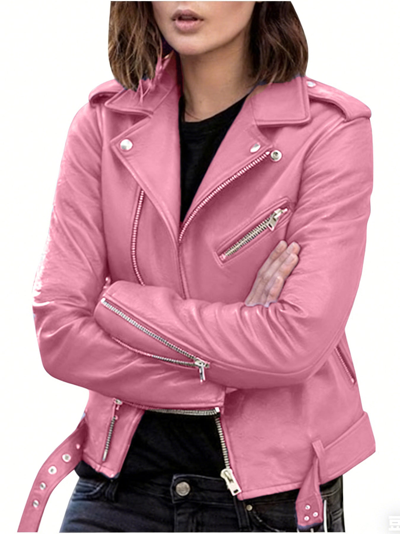 Women's Leather Jacket 2025 New Autumn Short Spring Korean Version Pu Motorcycle Jacket Slim Fit Winter Leather Jacket