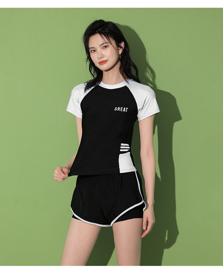 Women's Swimsuit Summer Split Casual Sports Super Fairy Ins Student Conservative Slimming Look Belly-Covering Swimming Pool Swimming Equipment
