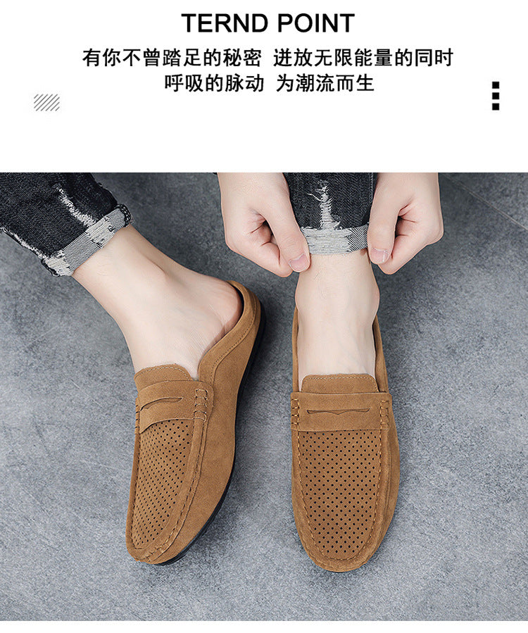 Men's Beanie Shoes, Half-Cup Breathable Toe-Toe Slip-Ons, Slip-On Half-Slippers, Men's Heelless Loafers for Men