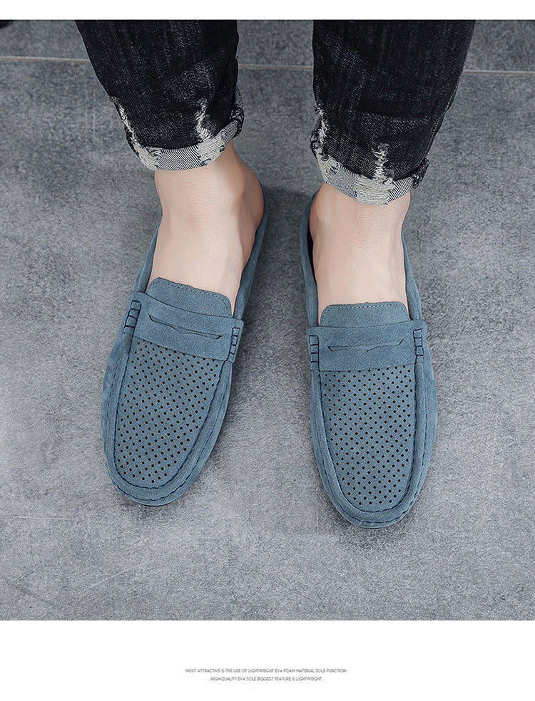 Men's Beanie Shoes, Half-Cup Breathable Toe-Toe Slip-Ons, Slip-On Half-Slippers, Men's Heelless Loafers for Men