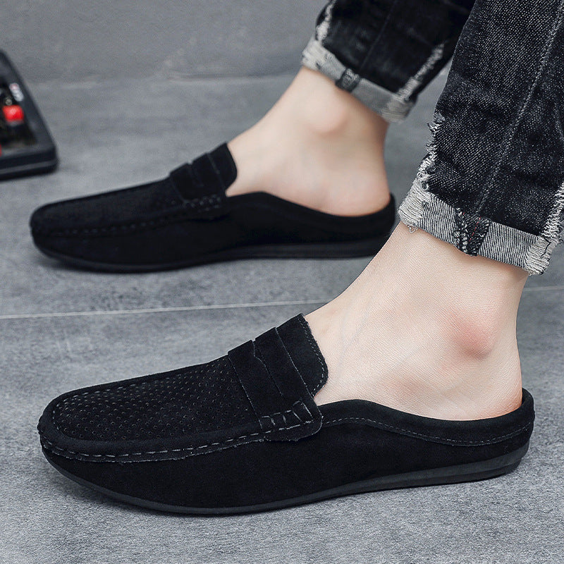 Men's Beanie Shoes, Half-Cup Breathable Toe-Toe Slip-Ons, Slip-On Half-Slippers, Men's Heelless Loafers for Men