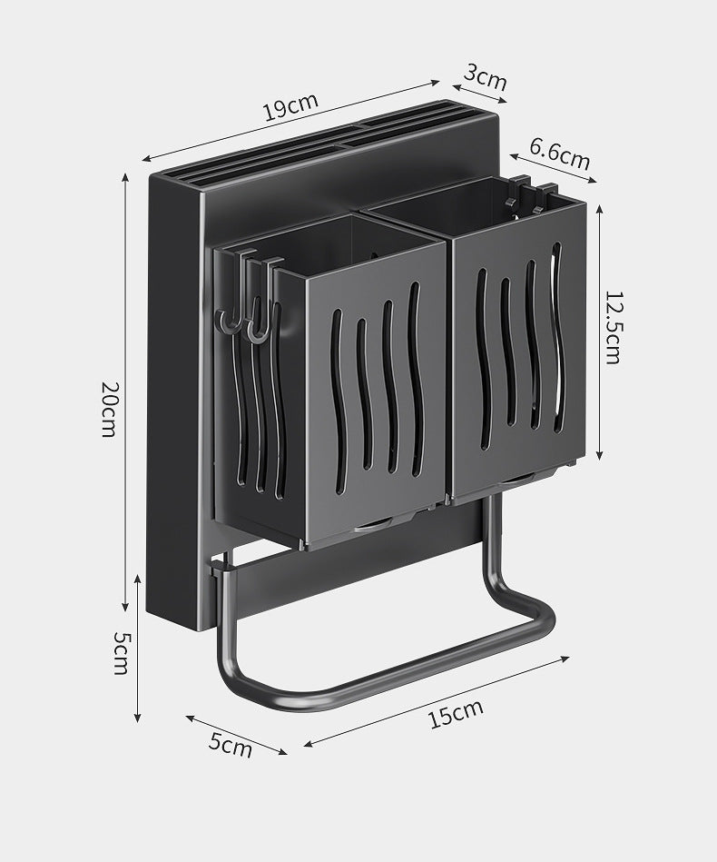 Knife Holder Cutting Board Storage Rack Kitchen Storage Rack Wall-Mounted Multi-Functional Punch-Free Hook Rack Chopstick Cage Storage Rack