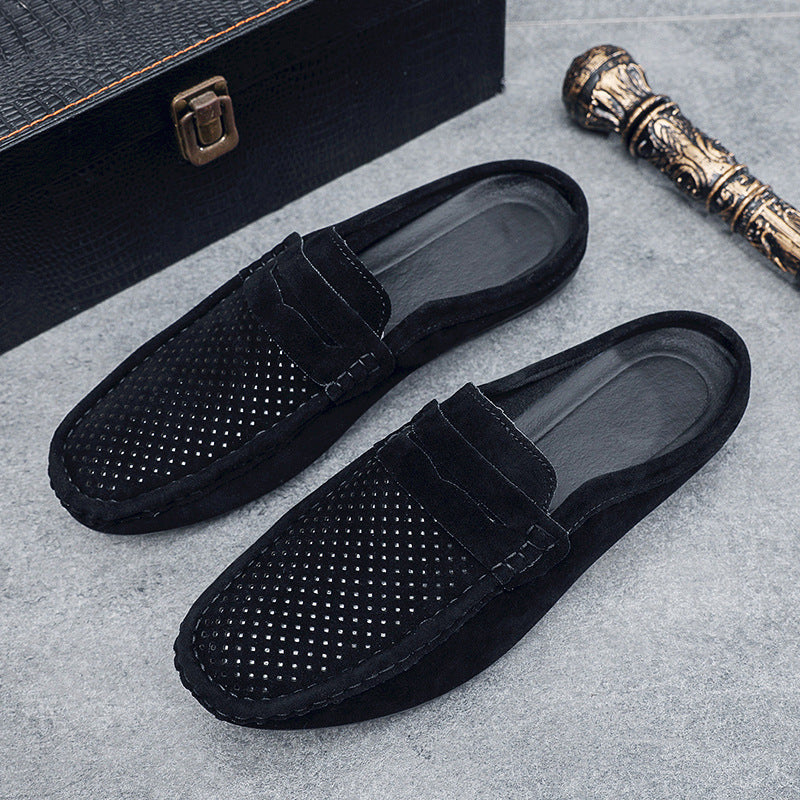 Men's Beanie Shoes, Half-Cup Breathable Toe-Toe Slip-Ons, Slip-On Half-Slippers, Men's Heelless Loafers for Men