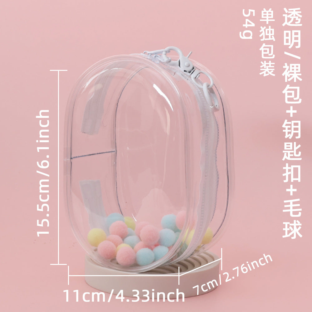 15cm Baby Bag Cotton Doll Pain Bag Trendyy Hand-Made Doll Outing Bag Double Zipper Thickeneded Transparent Baby Walking Bag