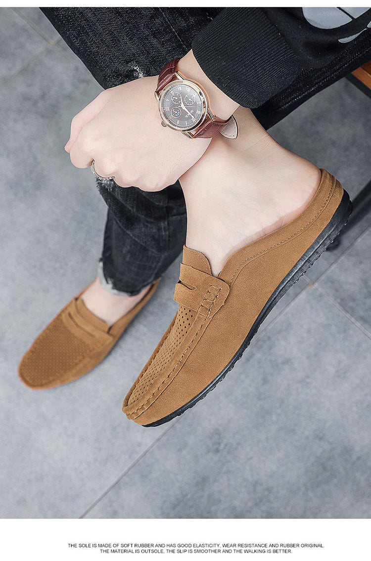 Men's Beanie Shoes, Half-Cup Breathable Toe-Toe Slip-Ons, Slip-On Half-Slippers, Men's Heelless Loafers for Men