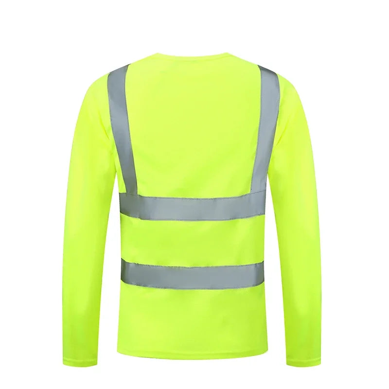 Wholesale Reflective Strip T-Shirt for Men, Long-Sleeved, Round Neck, Cross-Border, Plus Size, Sports Style, Large Size Round Neck T-Shirt