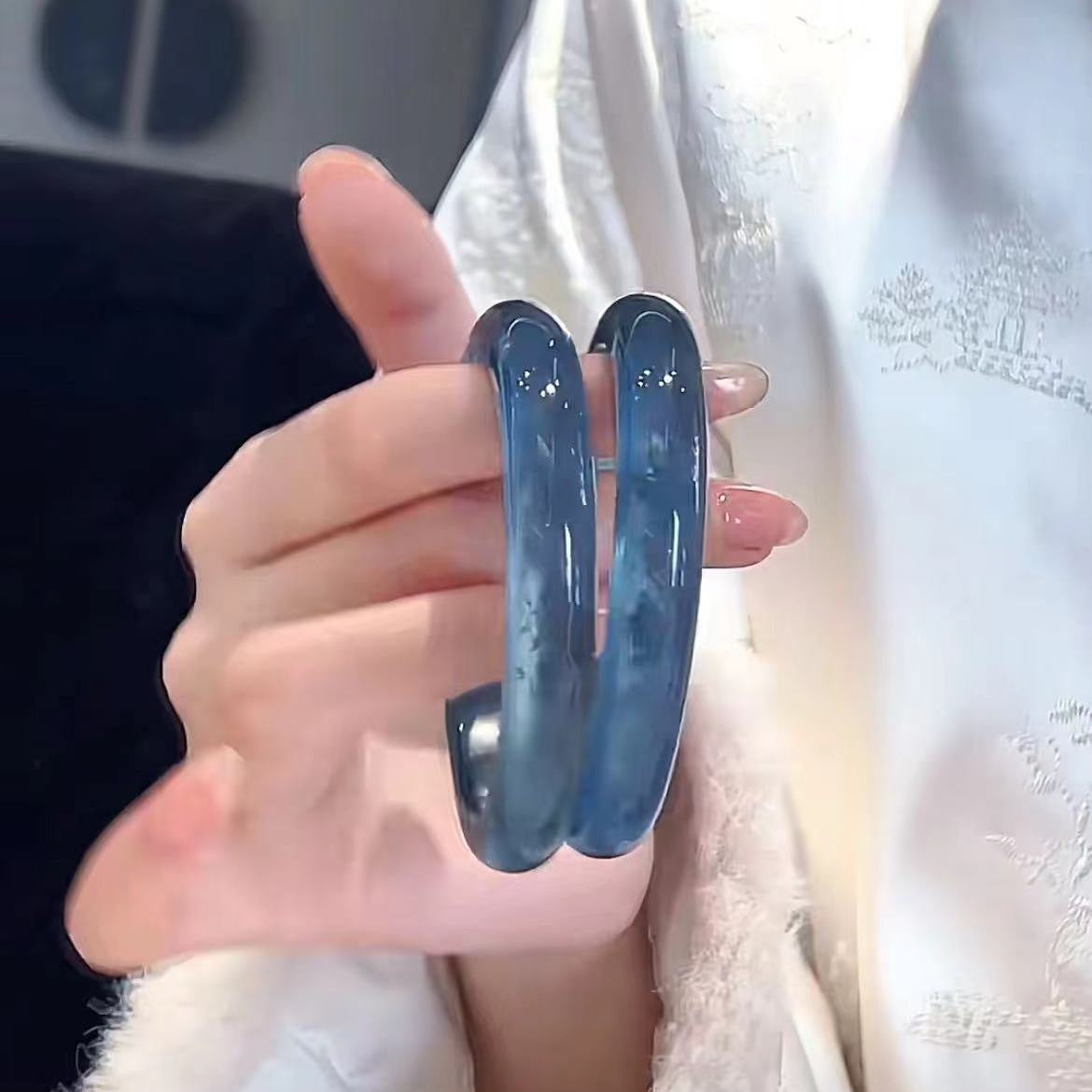 Imitation Chalcedony Bracelet Round Thick Jingle Bracelet New Chinese Style Cheongsam Accessories Guifei Bracelet Guofeng Bracelet Accessories Bracelet