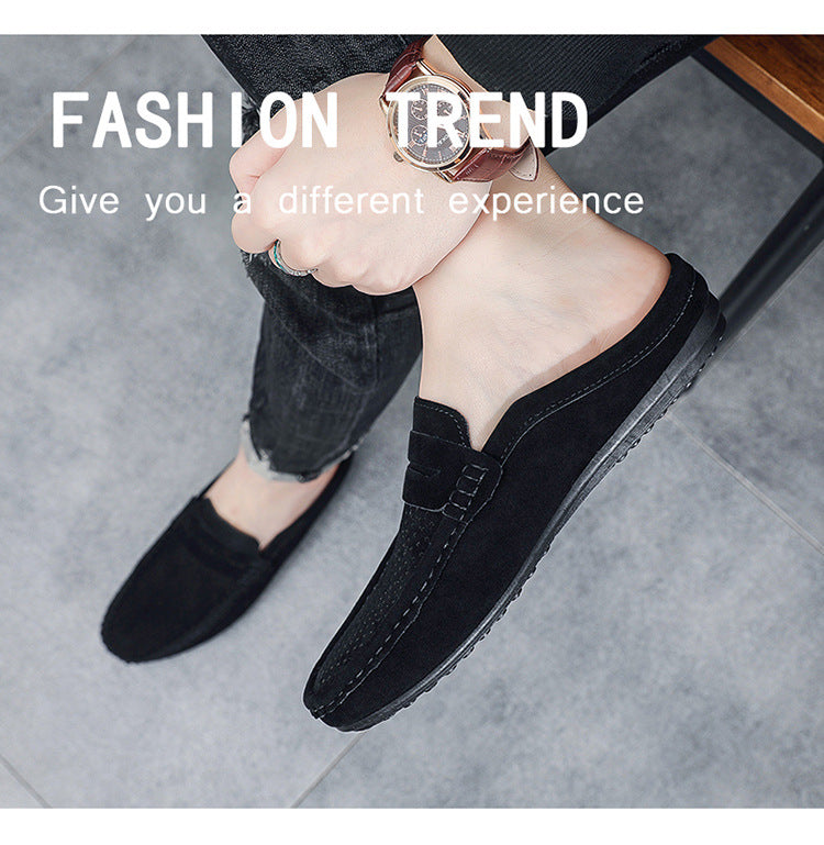 Men's Beanie Shoes, Half-Cup Breathable Toe-Toe Slip-Ons, Slip-On Half-Slippers, Men's Heelless Loafers for Men