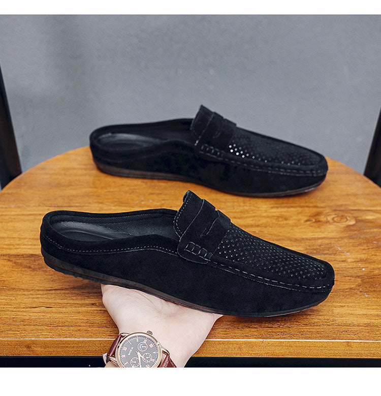 Men's Beanie Shoes, Half-Cup Breathable Toe-Toe Slip-Ons, Slip-On Half-Slippers, Men's Heelless Loafers for Men