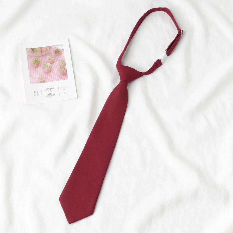 Japanese JK Academic Style Brown Retro Tie Female Lazy Wine-Free Red Shirt Accessories All-Match Black Stripe