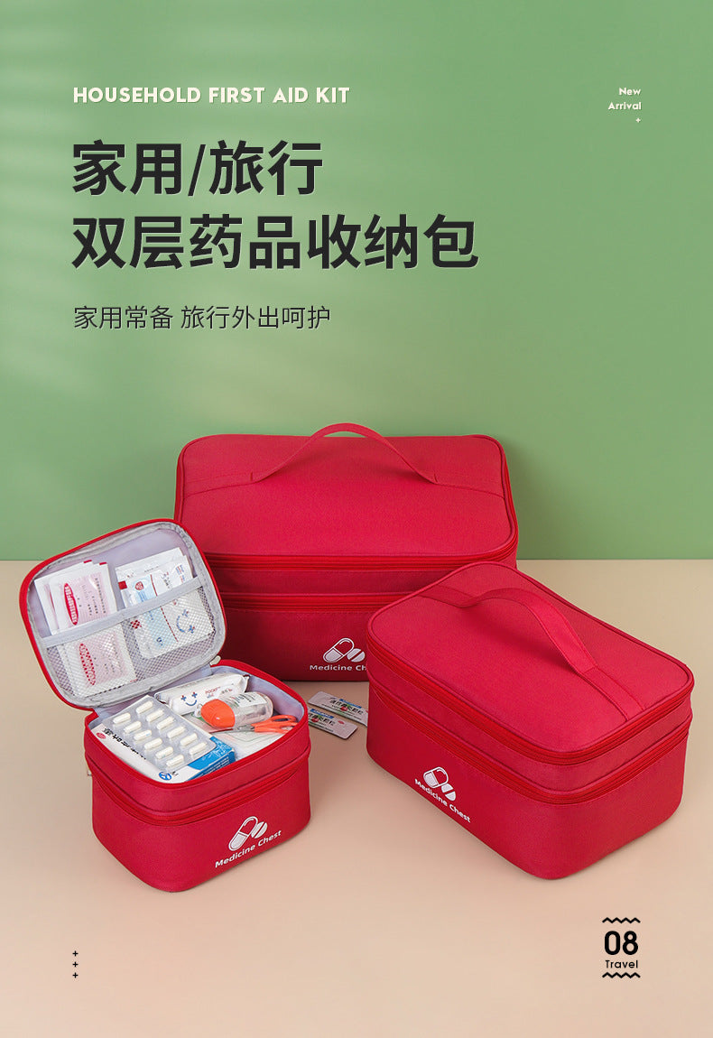 Outdoor First Aid Kit Large Capacity Household Medicine Box Double Layer Classification Storage Medicine Sorting Bag Travel Portable Medicine Bag