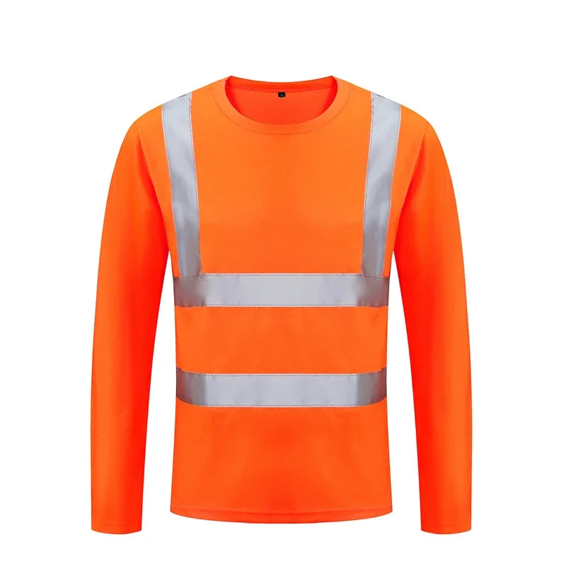 Wholesale Reflective Strip T-Shirt for Men, Long-Sleeved, Round Neck, Cross-Border, Plus Size, Sports Style, Large Size Round Neck T-Shirt