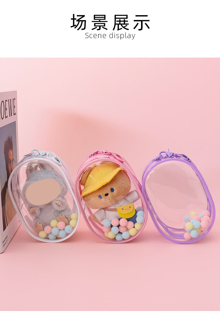 15cm Baby Bag Cotton Doll Pain Bag Trendyy Hand-Made Doll Outing Bag Double Zipper Thickeneded Transparent Baby Walking Bag